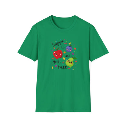 Cute Kawaii Fruit Shirt – Smiling Apple Pear Blueberry Tee