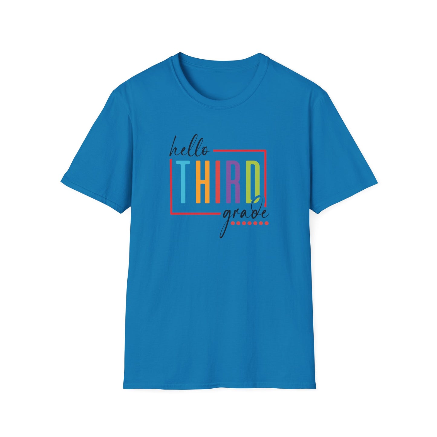 Hello Grade Teacher Shirts | Retro Back to School Graphic Tees | Preschool, Pre-K, Kindergarten, First, Second & Third Grade Teacher Shirt | Gildan 64000 Softstyle Tee