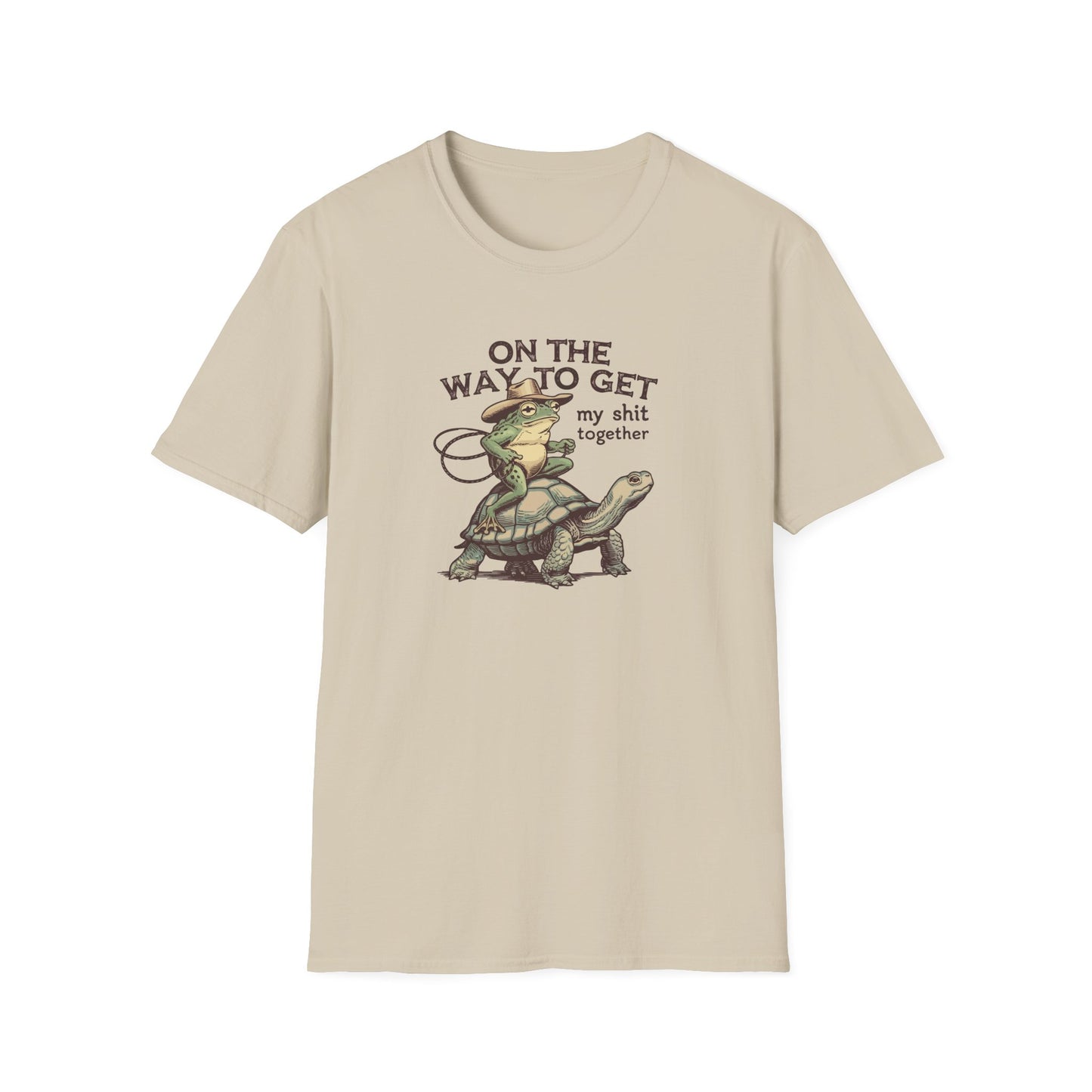 Funny Frog & Turtle T-Shirt – “On the Way to Get My Sh*t Together” Graphic Tee | Unisex Casual Humor Shirt