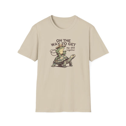 Funny Frog & Turtle T-Shirt – “On the Way to Get My Sh*t Together” Graphic Tee | Unisex Casual Humor Shirt