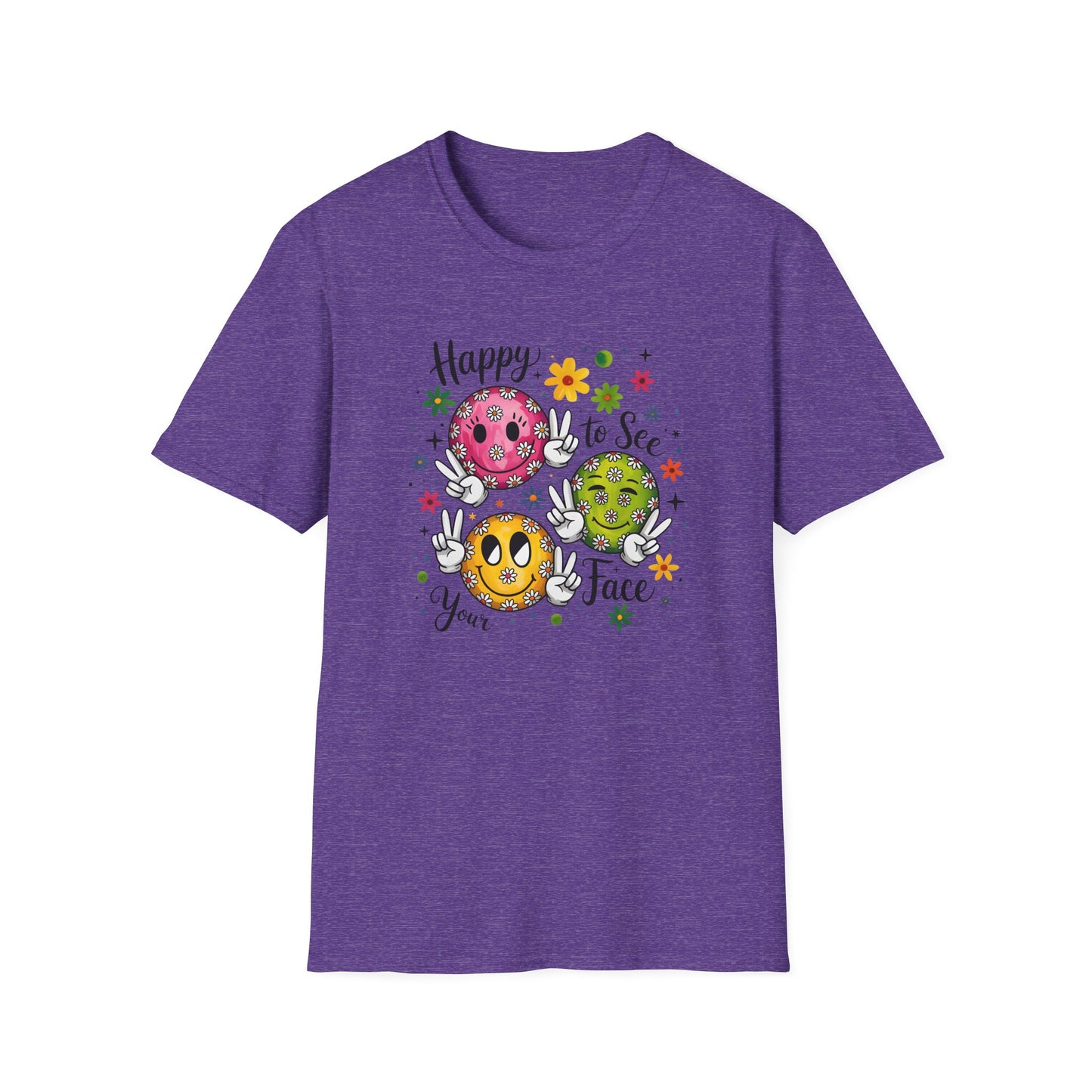 Groovy Retro Smiley Face T-Shirt – Happy to See Your Face | Vintage 70s Aesthetic Tee