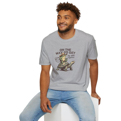 Funny Frog & Turtle T-Shirt – “On the Way to Get My Sh*t Together” Graphic Tee | Unisex Casual Humor Shirt