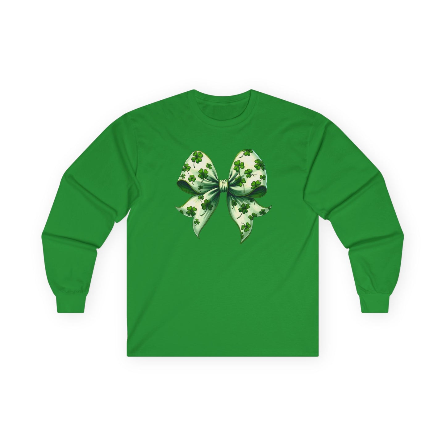 St. Patrick's Shamrock Bow Long Sleeve Tee