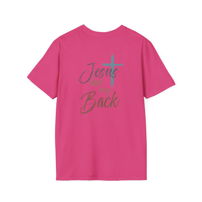 Jesus Has My Back Tee — Christian Cross Heart Graphic T-Shirt