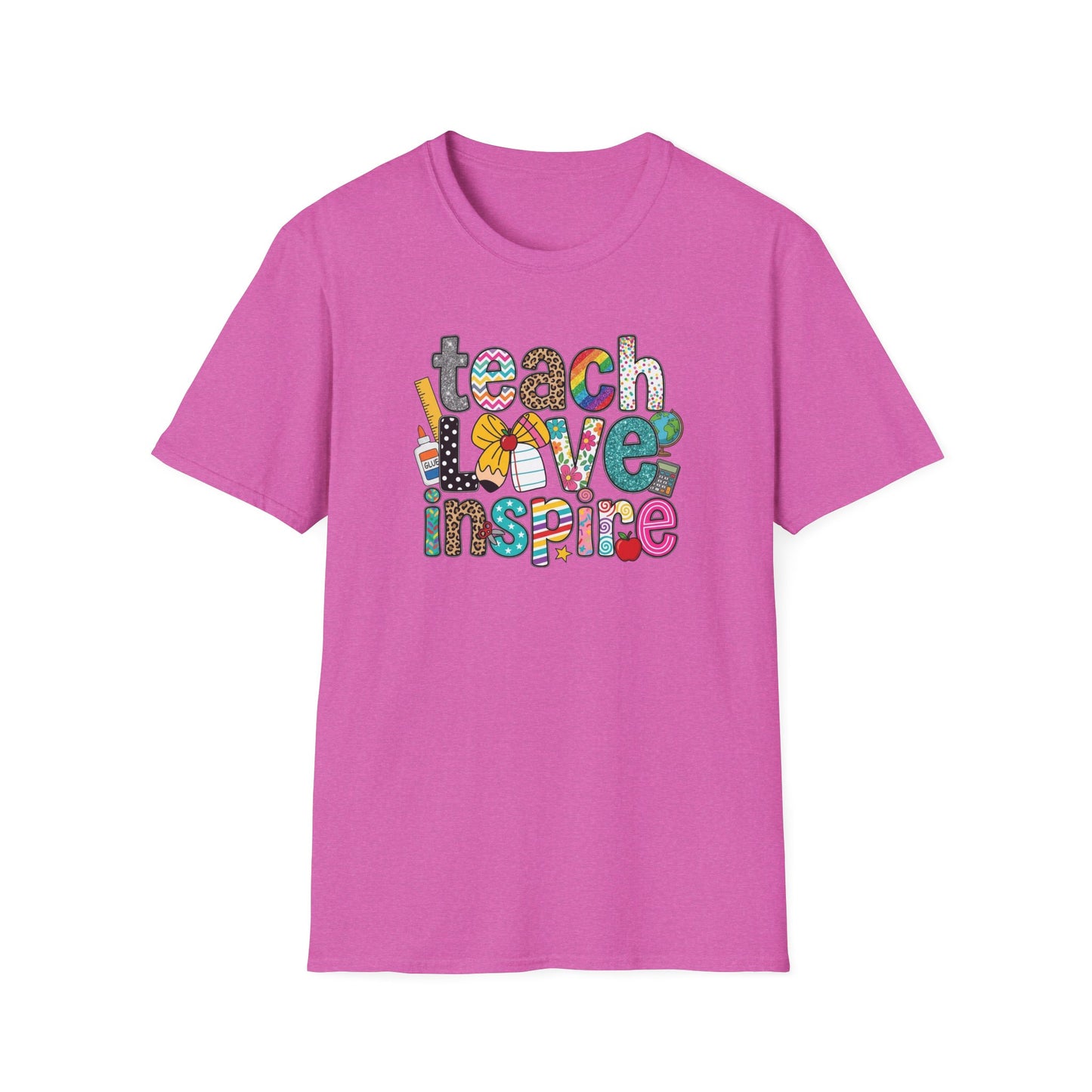 Teach Love Inspire Shirt – Cute Teacher T-Shirt – Colorful Classroom Graphic Tee – Teacher Appreciation Gift