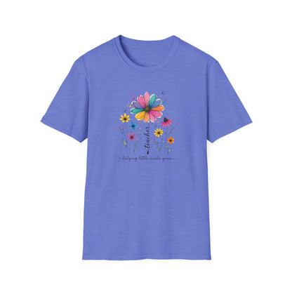 Helping Little Minds Grow Teacher Shirt | Floral Teacher Tee | Colorful Wildflower Teacher Shirt