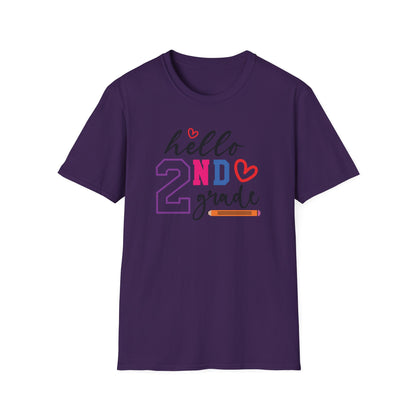 Hello Grade Teacher Shirts | Retro Back to School Graphic Tees | Preschool, Pre-K, Kindergarten, First, Second & Third Grade Teacher Shirt | Gildan 64000 Softstyle Tee