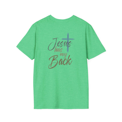 Jesus Has My Back Tee — Christian Cross Heart Graphic T-Shirt