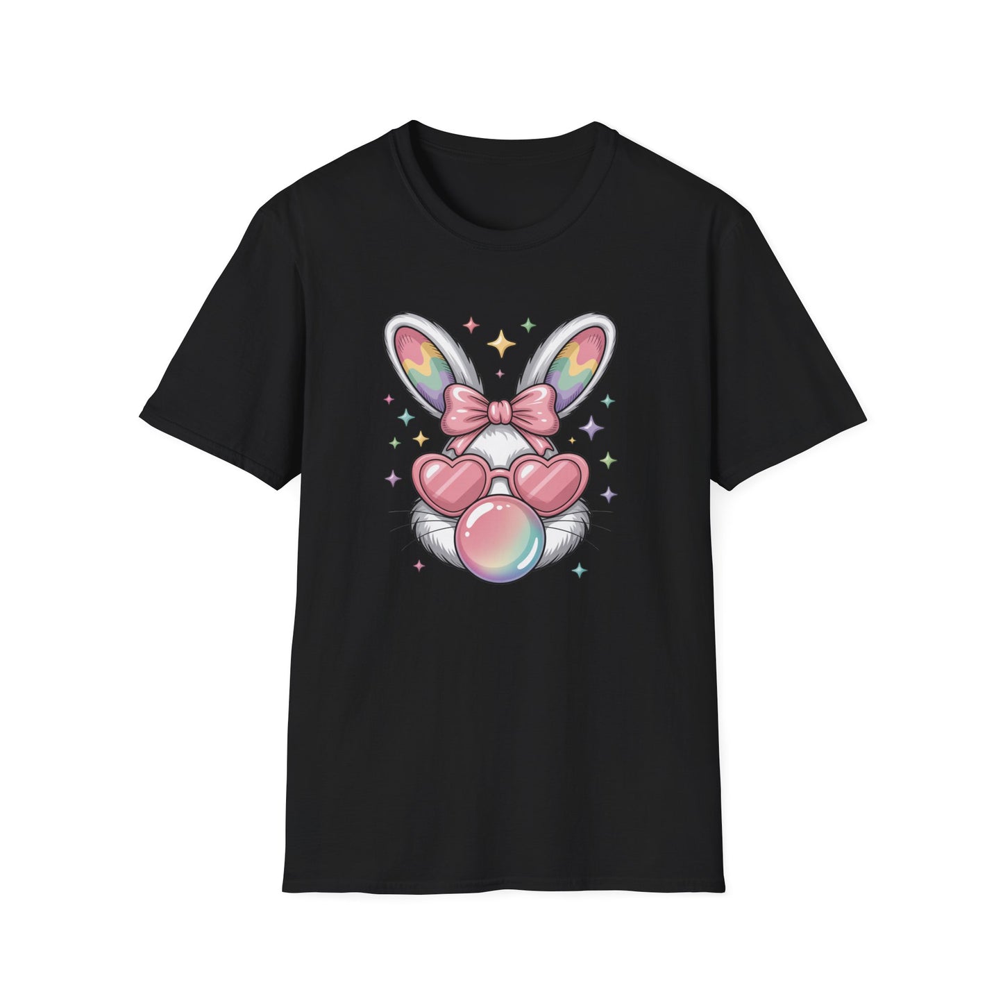 Cute Easter Bunny Bubblegum Shirt, Pastel Coquette Bunny Tee, Heart Glasses Rabbit T-Shirt, Kawaii Spring Graphic Tee, Easter Outfit for Women