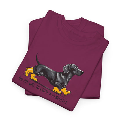 Funny Dachshund Shirt – “On My Way to Cause a Kerfuffle” Tee | Cute Wiener Dog Shirt
