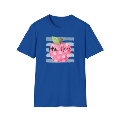 Personalized Teacher Apple Shirt | Custom Teacher Name or Grade Level T-Shirt | Back to School Teacher Tee | Cute Pink Apple Graphic Tee