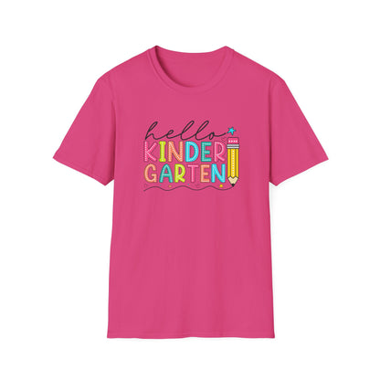 Hello Kindergarten Pencil T-Shirt — Colorful Back-to-School Cute School Spirit Tee