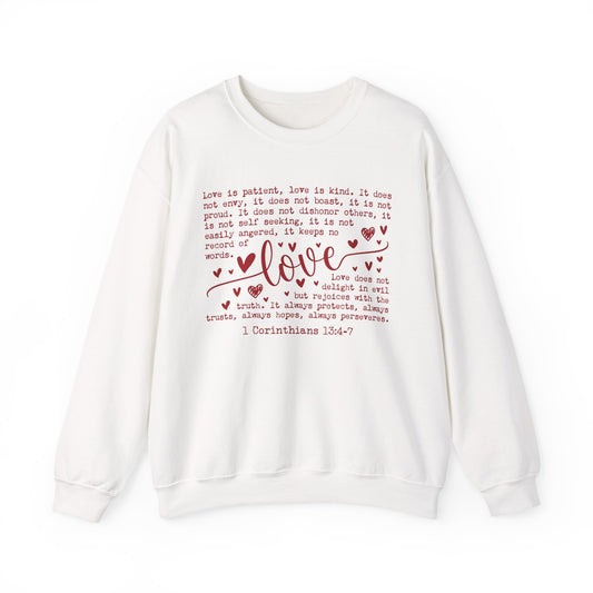 "Love is Patient" Bible Verse Sweatshirt – 1 Corinthians 13:4-7