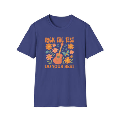 Rock the Test Guitar T‑Shirt — Do Your Best Retro Floral Tee - State Testing Teacher Tee