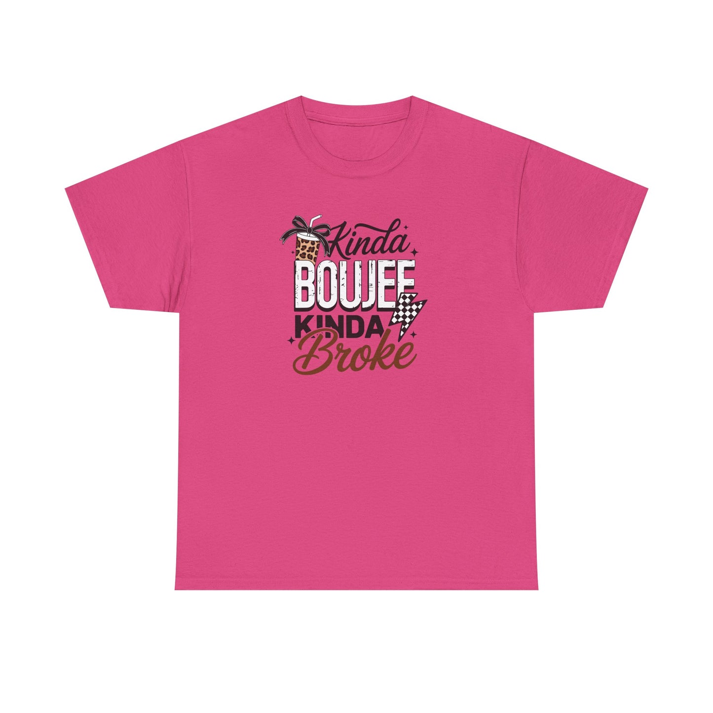 Boujee Broke Shirt – Funny Coffee Lover Graphic Tee, Trendy Leopard Print Boujee Tee
