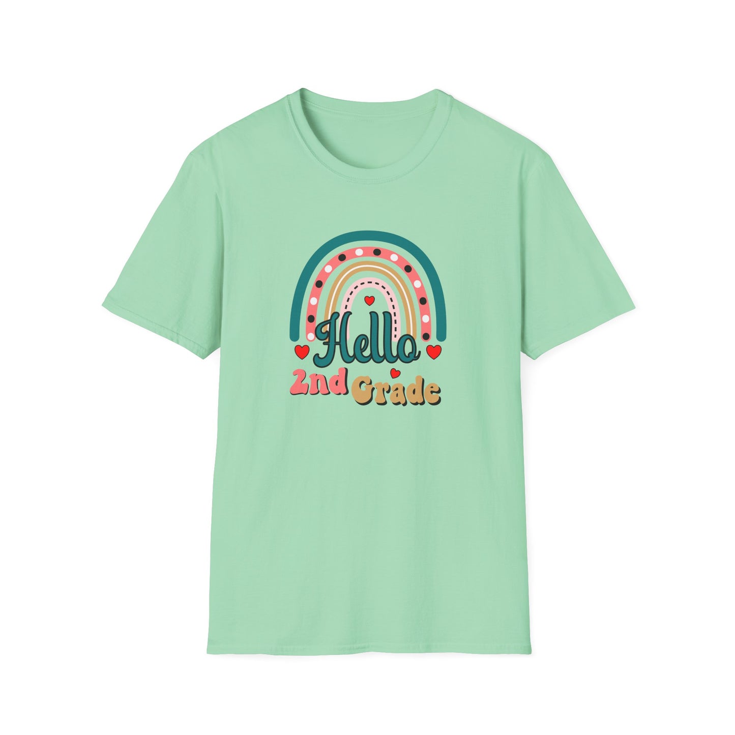 Hello 2nd Grade Rainbow T-Shirt – Back to School Teacher & Student Tee