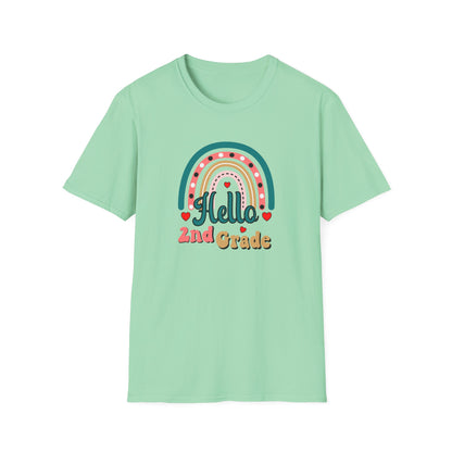 Hello 2nd Grade Rainbow T-Shirt – Back to School Teacher & Student Tee