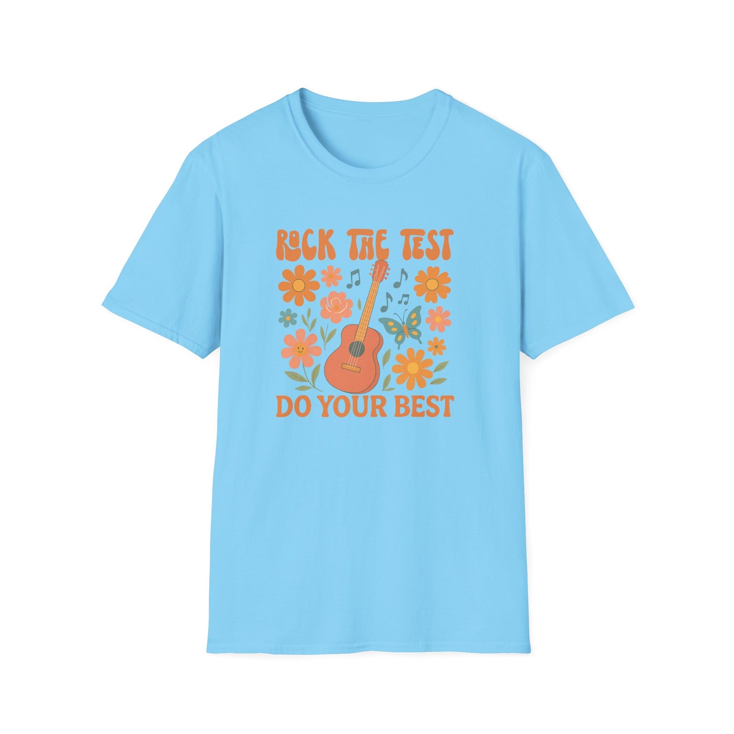 Rock the Test Guitar T‑Shirt — Do Your Best Retro Floral Tee - State Testing Teacher Tee