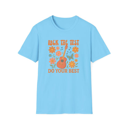 Rock the Test Guitar T‑Shirt — Do Your Best Retro Floral Tee - State Testing Teacher Tee