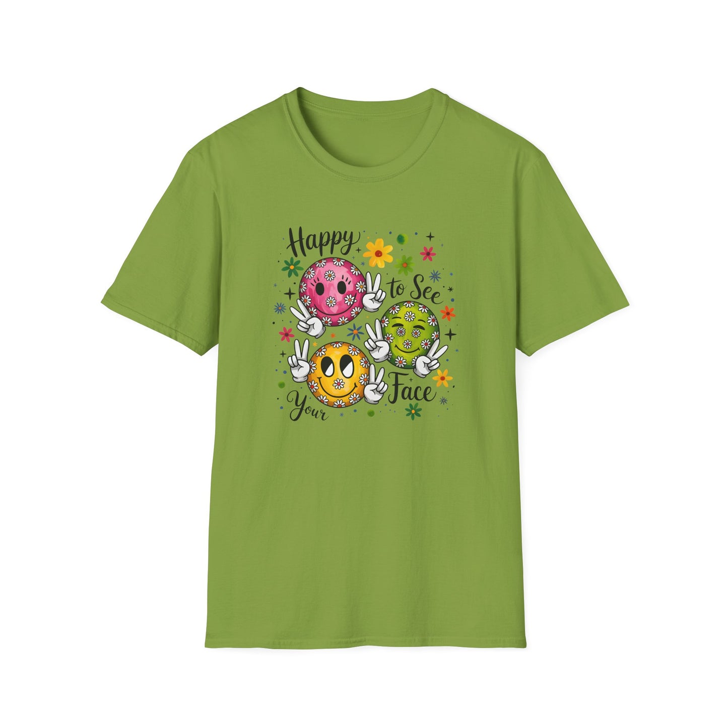 Groovy Retro Smiley Face T-Shirt – Happy to See Your Face | Vintage 70s Aesthetic Tee