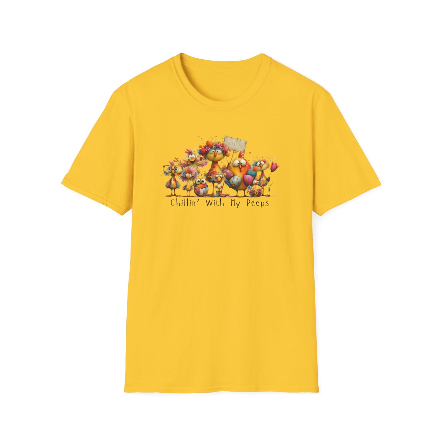 “Chillin’ With My Peeps Shirt – Cute Easter Chick Graphic Tee, Funny Spring Pastel T-Shirt, Trendy Bunny Season Outfit, Gift for Friends & Family