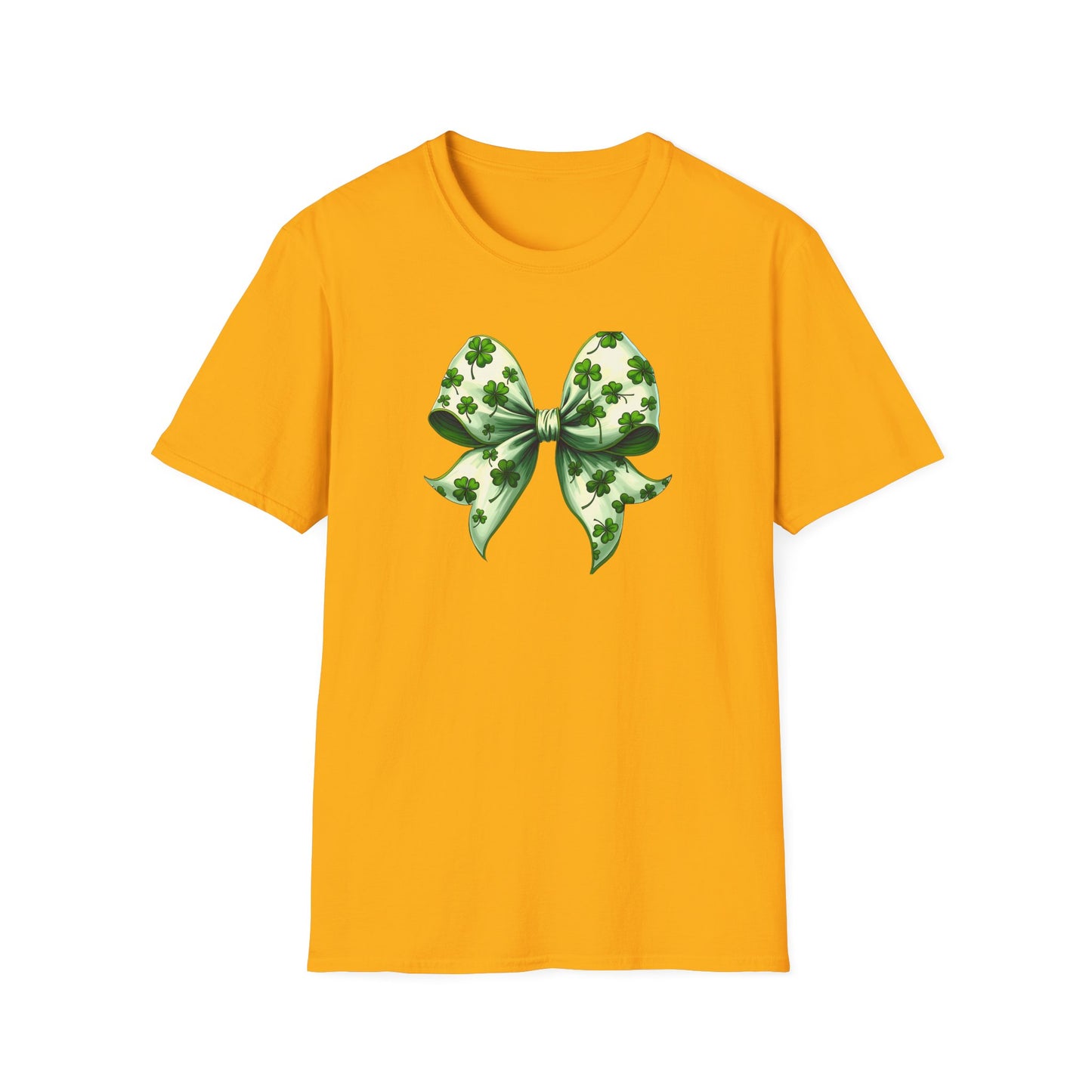 St. Patrick's Shamrock Bow T-Shirt — Green Clover Ribbon Tee