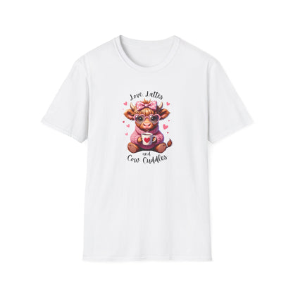 Cow Cuddles T-Shirt — "Love Lattes and Cow Cuddles" Cute Cow Graphic Tee for Animal Lovers
