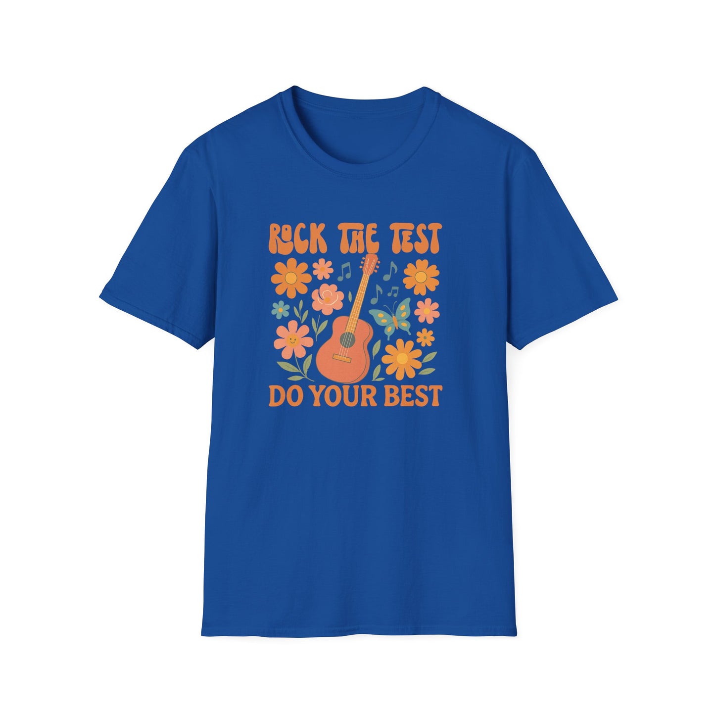 Rock the Test Guitar T‑Shirt — Do Your Best Retro Floral Tee - State Testing Teacher Tee