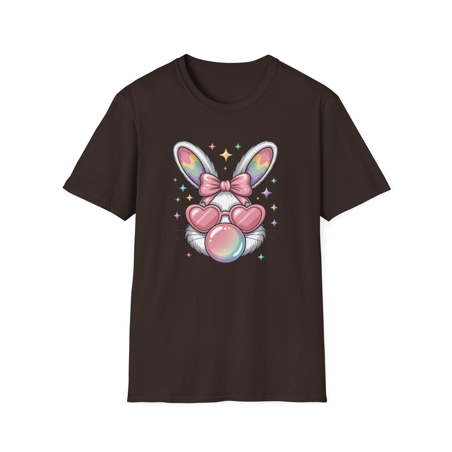 Cute Easter Bunny Bubblegum Shirt, Pastel Coquette Bunny Tee, Heart Glasses Rabbit T-Shirt, Kawaii Spring Graphic Tee, Easter Outfit for Women