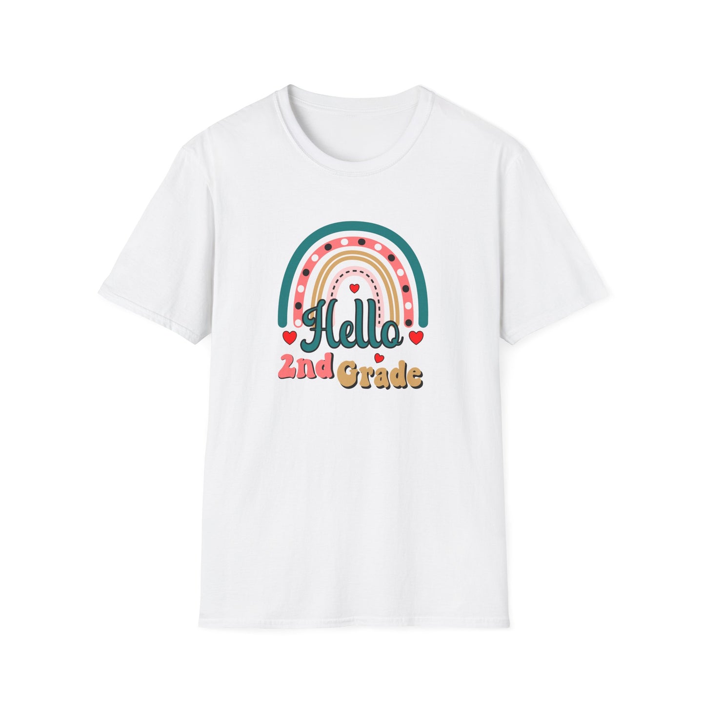 Hello 2nd Grade Rainbow T-Shirt – Back to School Teacher & Student Tee