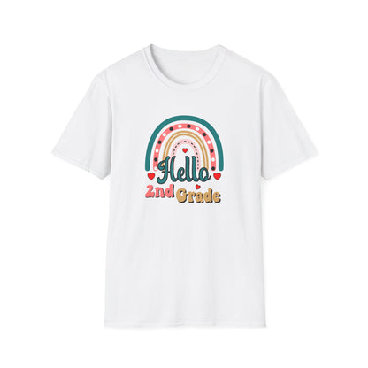 Hello 2nd Grade Rainbow T-Shirt – Back to School Teacher & Student Tee