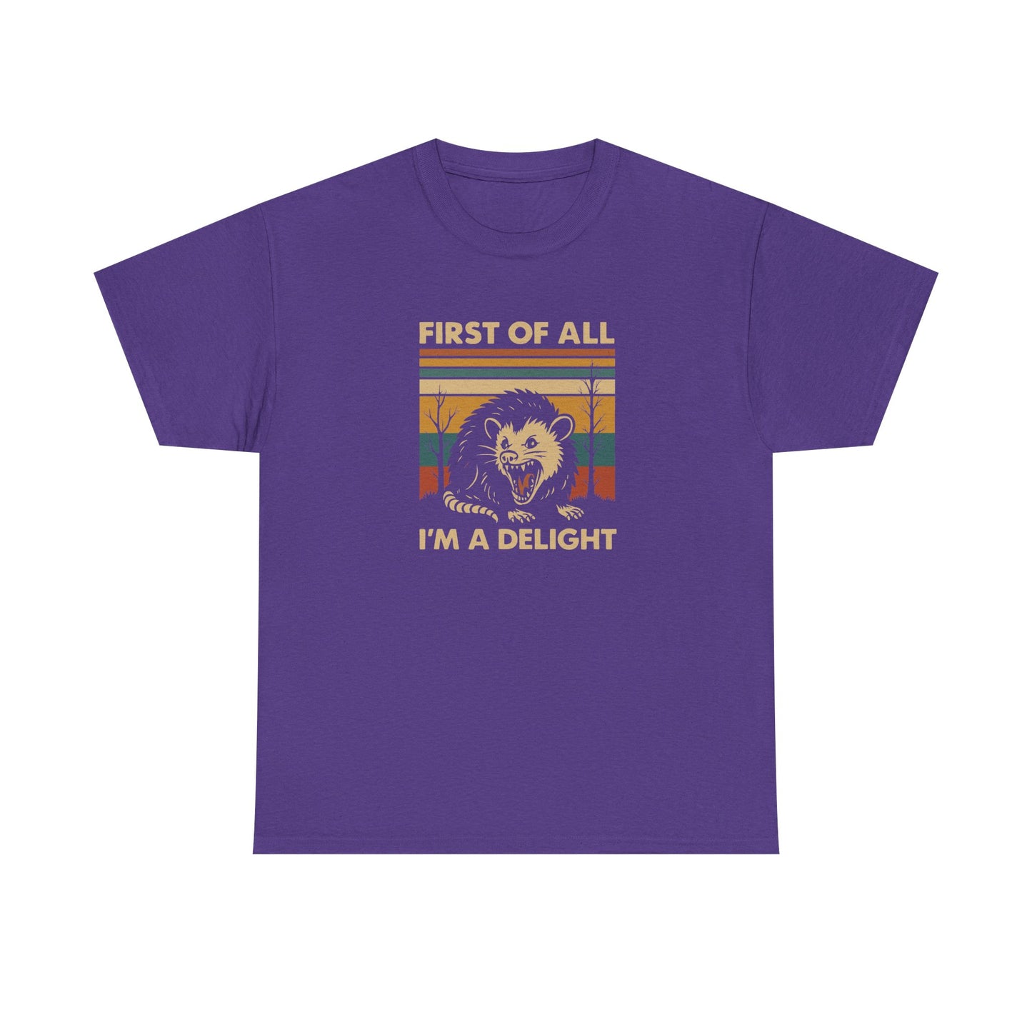 "First of All I'm a Delight" Vintage Graphic T-Shirt - Funny Retro Opossum Tee