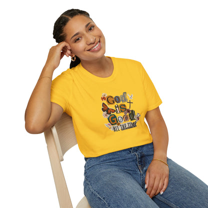 God Is Good All The Time T‑Shirt — Floral Christian Faith Graphic Tee