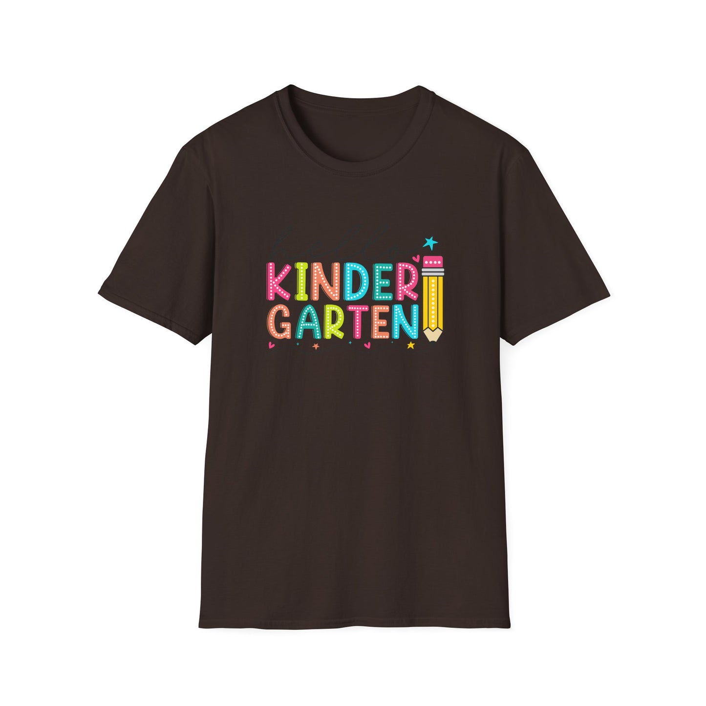 Hello Kindergarten Pencil T-Shirt — Colorful Back-to-School Cute School Spirit Tee