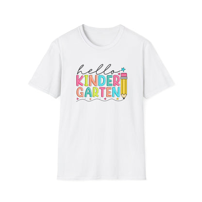 Hello Kindergarten Pencil T-Shirt — Colorful Back-to-School Cute School Spirit Tee
