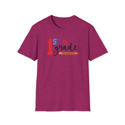 1st Grade Teacher Shirt | Back to School Teacher Tee | First Grade Graphic T-Shirt | Cute Classroom Shirt | Gildan 64000 Softstyle Tee