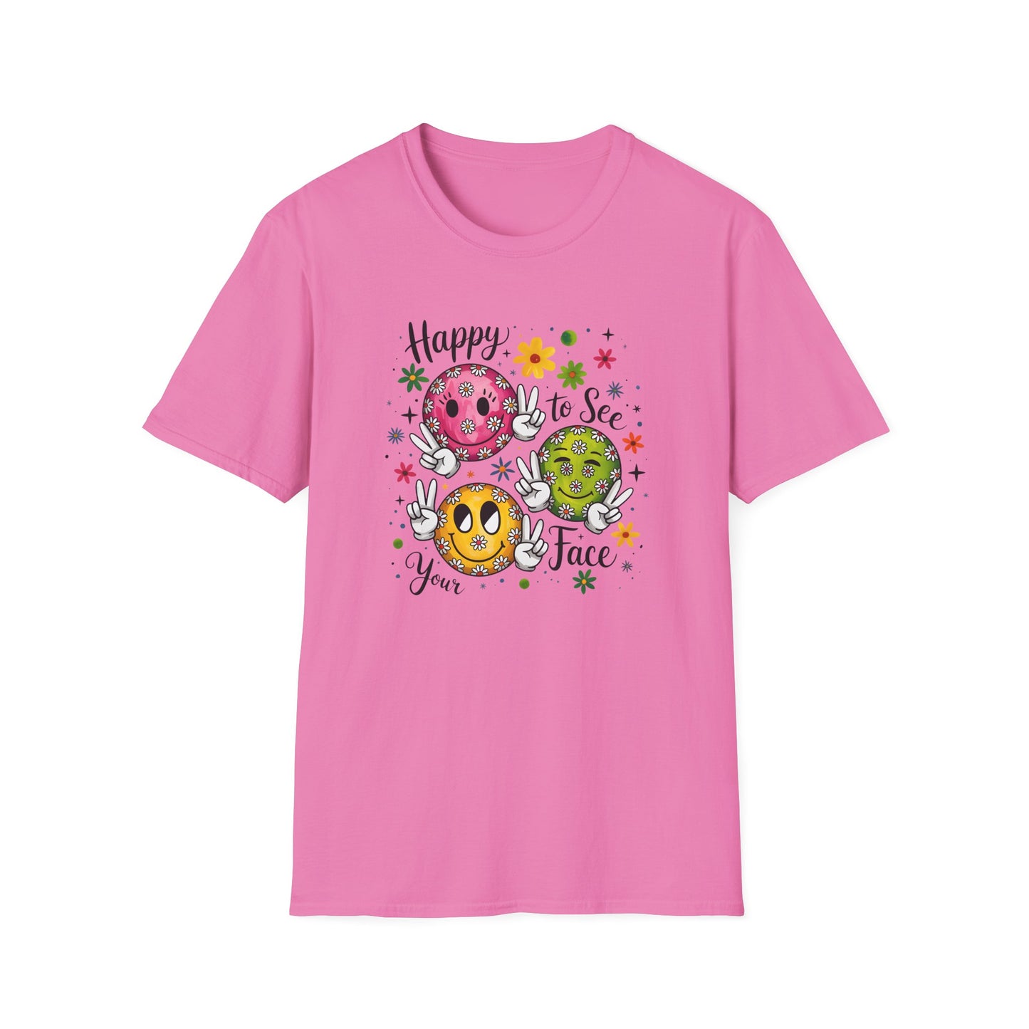 Groovy Retro Smiley Face T-Shirt – Happy to See Your Face | Vintage 70s Aesthetic Tee