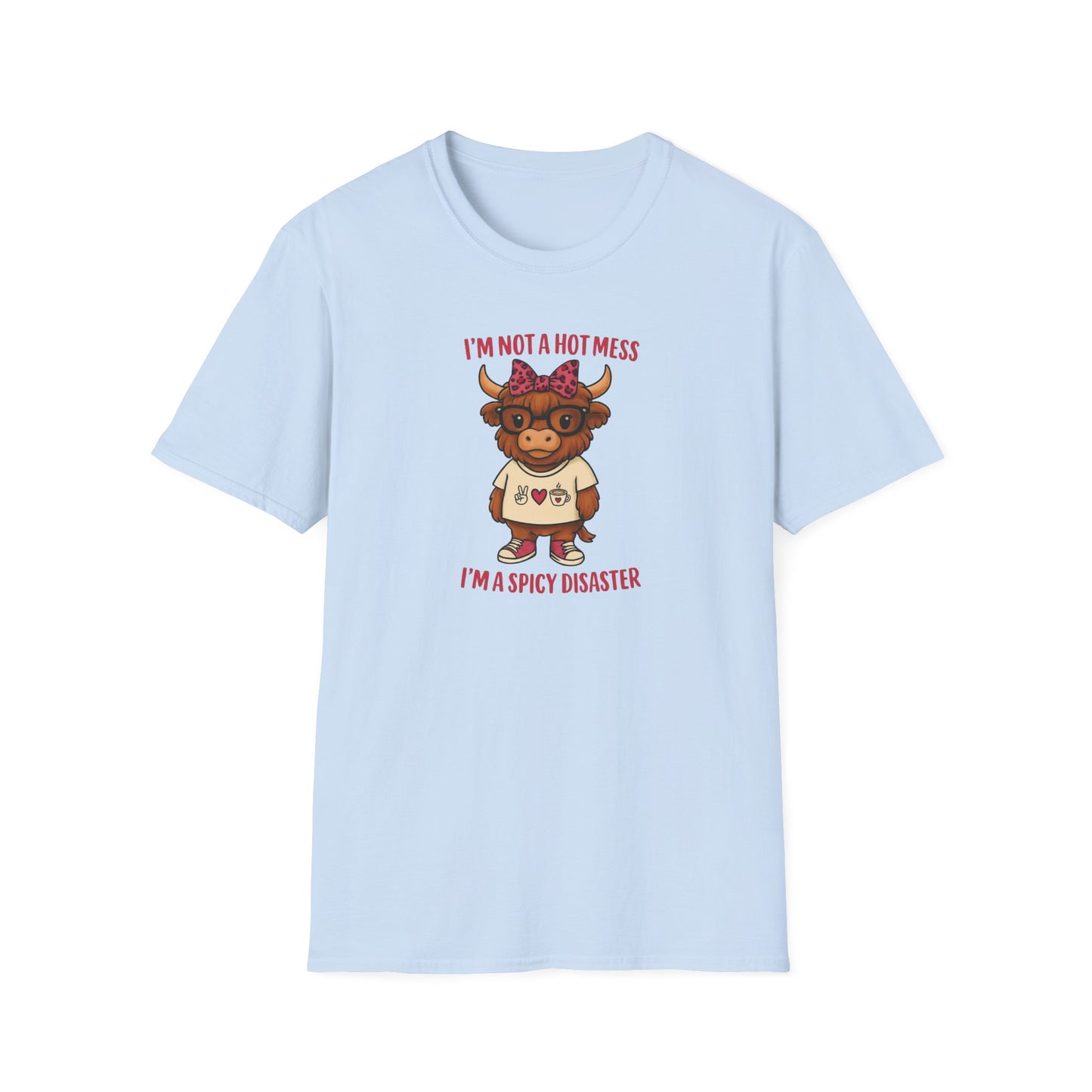 Spicy Disaster Highland Cow Tee – Funny Graphic Shirt for Sassy Souls
