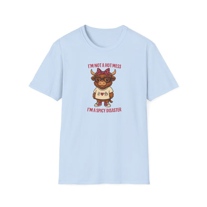 Spicy Disaster Highland Cow Tee – Funny Graphic Shirt for Sassy Souls