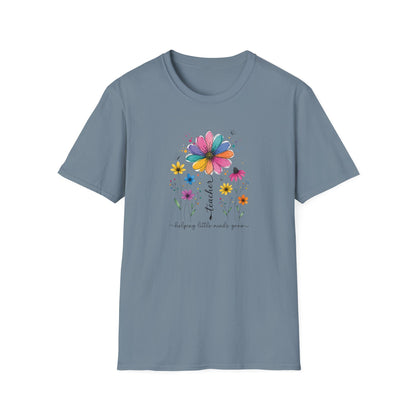Helping Little Minds Grow Teacher Shirt | Floral Teacher Tee | Colorful Wildflower Teacher Shirt