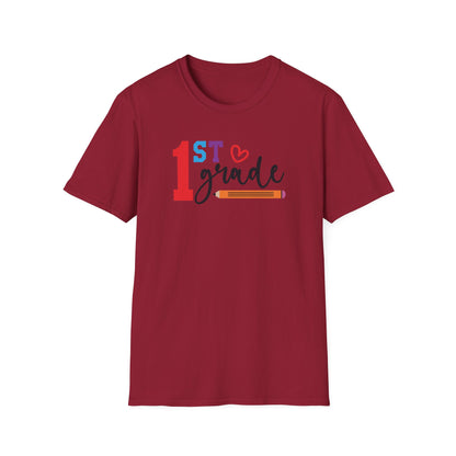 1st Grade Teacher Shirt | Back to School Teacher Tee | First Grade Graphic T-Shirt | Cute Classroom Shirt | Gildan 64000 Softstyle Tee