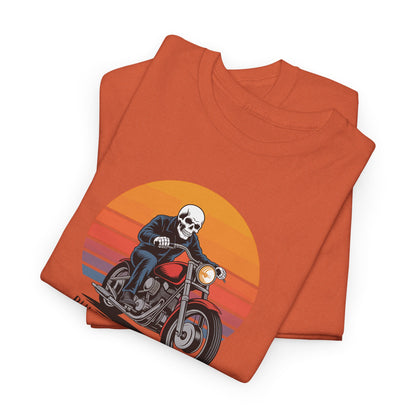 Skeleton Biker T-Shirt – “Rules Don’t Apply” Motorcycle Graphic Tee Vintage Style