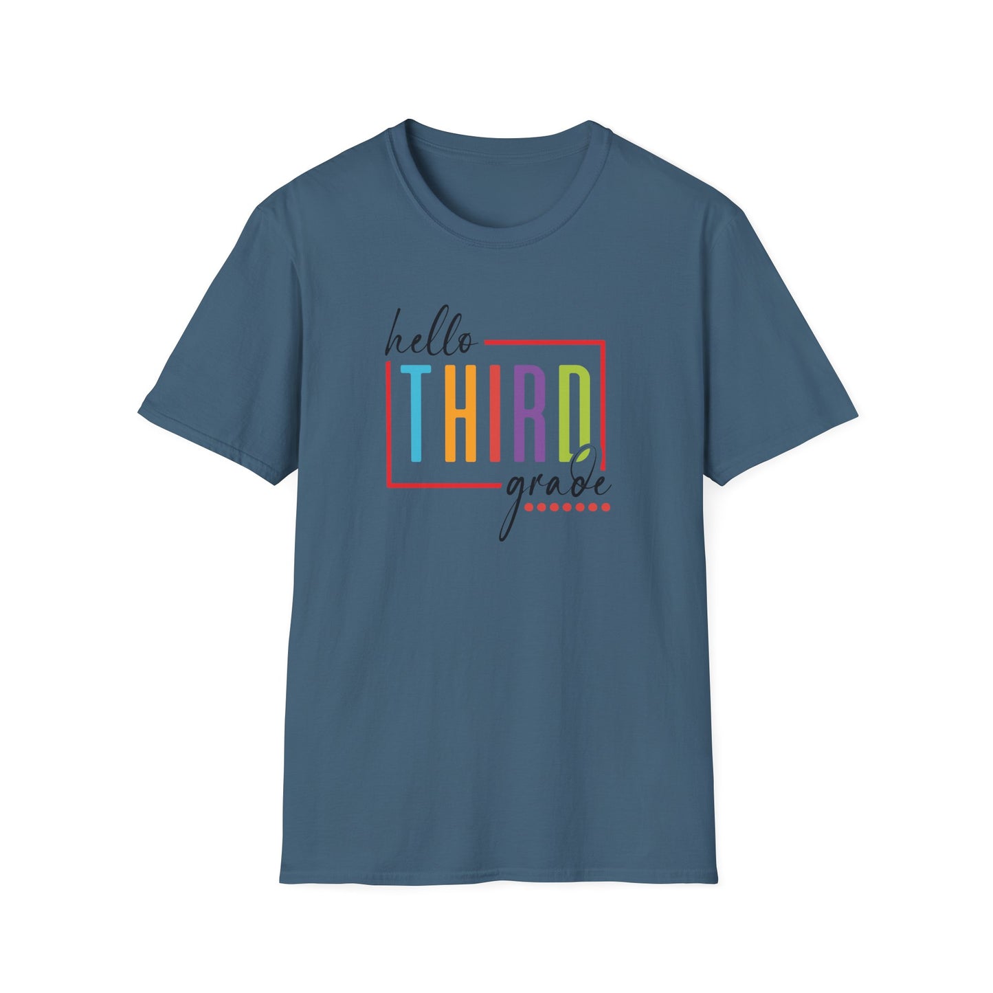 Hello Grade Teacher Shirts | Retro Back to School Graphic Tees | Preschool, Pre-K, Kindergarten, First, Second & Third Grade Teacher Shirt | Gildan 64000 Softstyle Tee