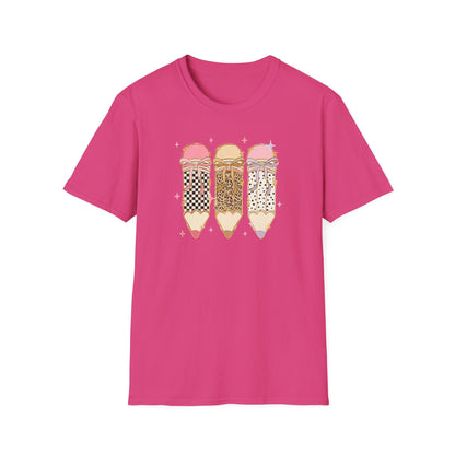 Coquette Pencil Teacher Shirt | Bow Pencil Teacher T-Shirt | Pink Leopard Checkered School Shirt