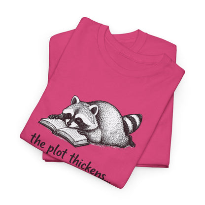 Raccoon "The Plot Thickens" Graphic Tee - Funny Book Lover Tee