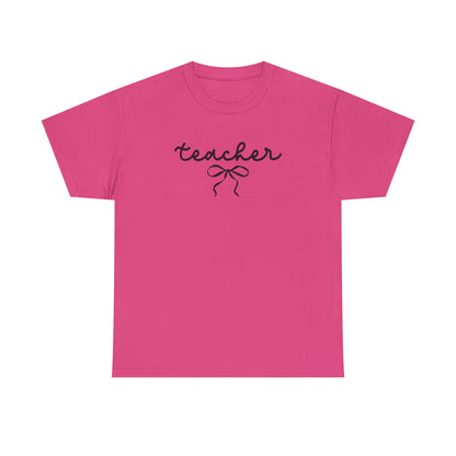 Teacher Script Tee - Teacher Bow Graphic Tee | Cute Teacher Shirt