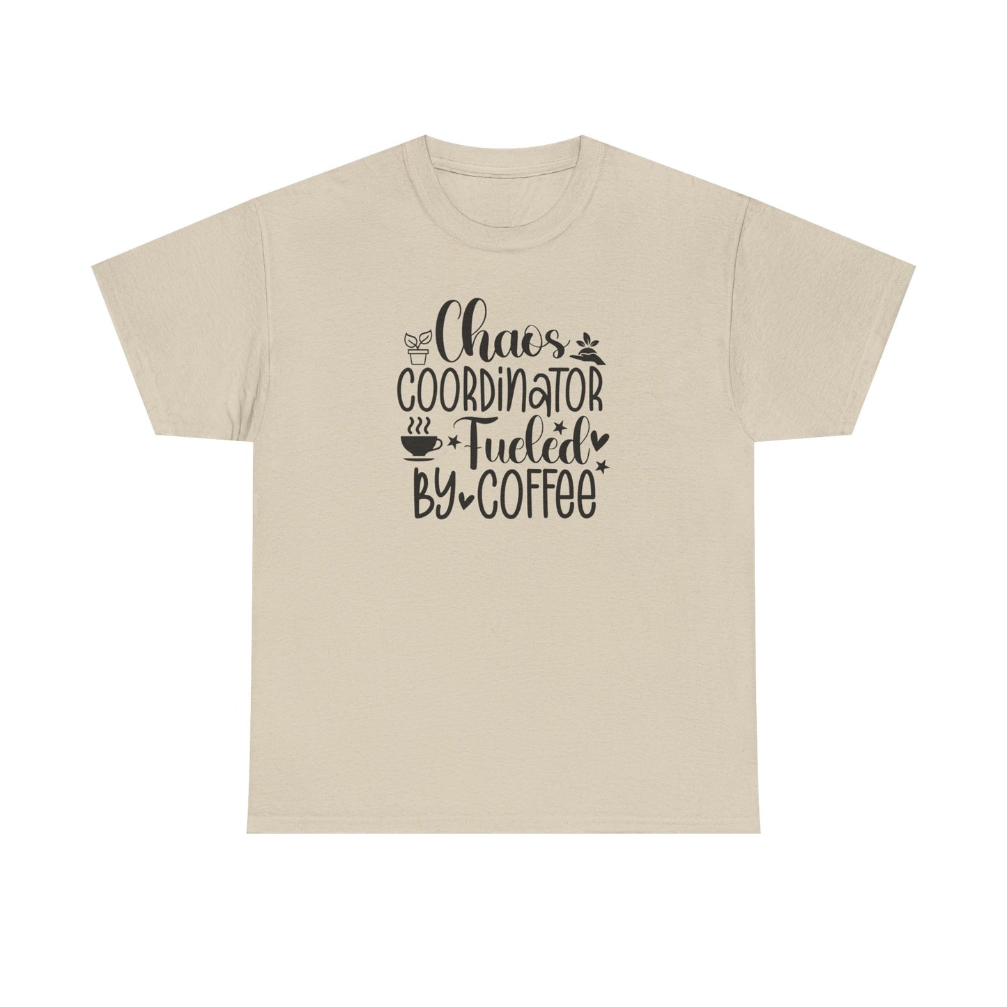 Chaos Coordinator T-Shirt – "Fueled by Coffee" Funny Mom/Teacher Shirt – Cute Coffee Lover Graphic Tee for Women