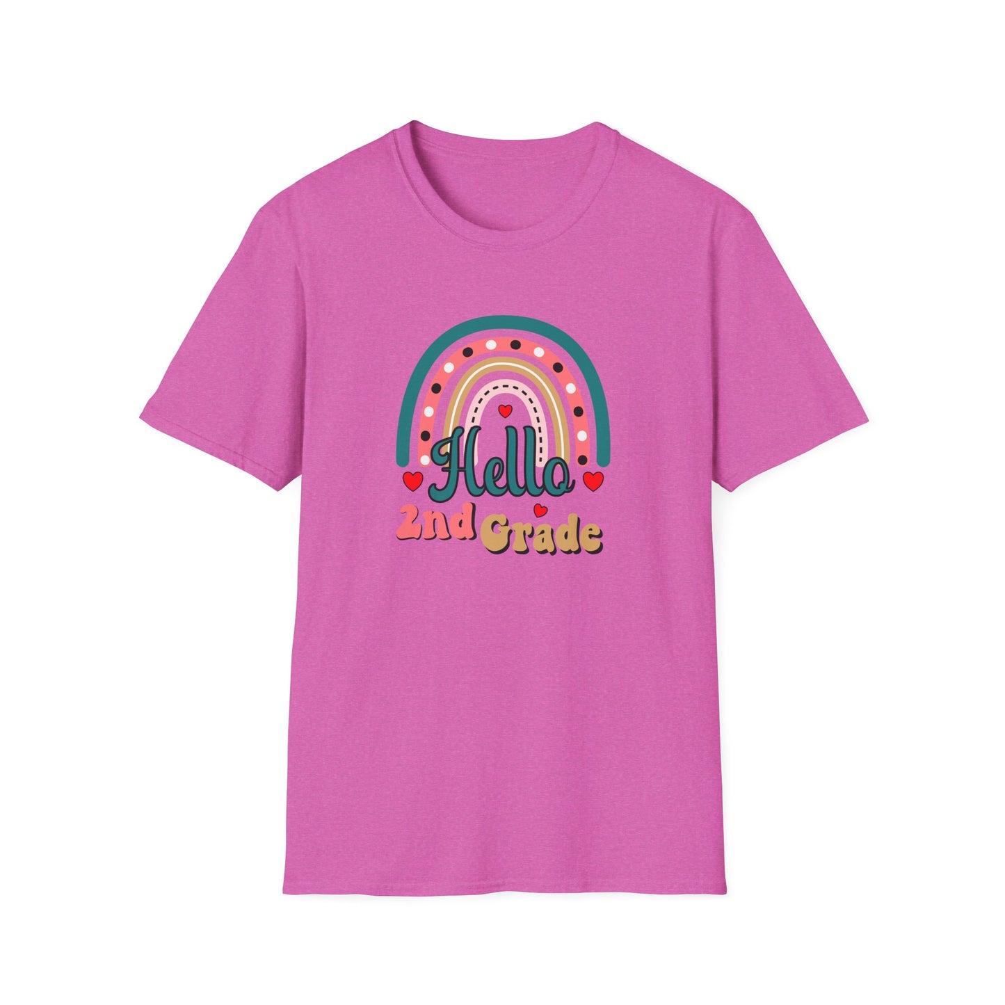 Hello 2nd Grade Rainbow T-Shirt – Back to School Teacher & Student Tee