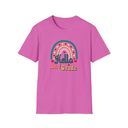 Hello 2nd Grade Rainbow T-Shirt – Back to School Teacher & Student Tee