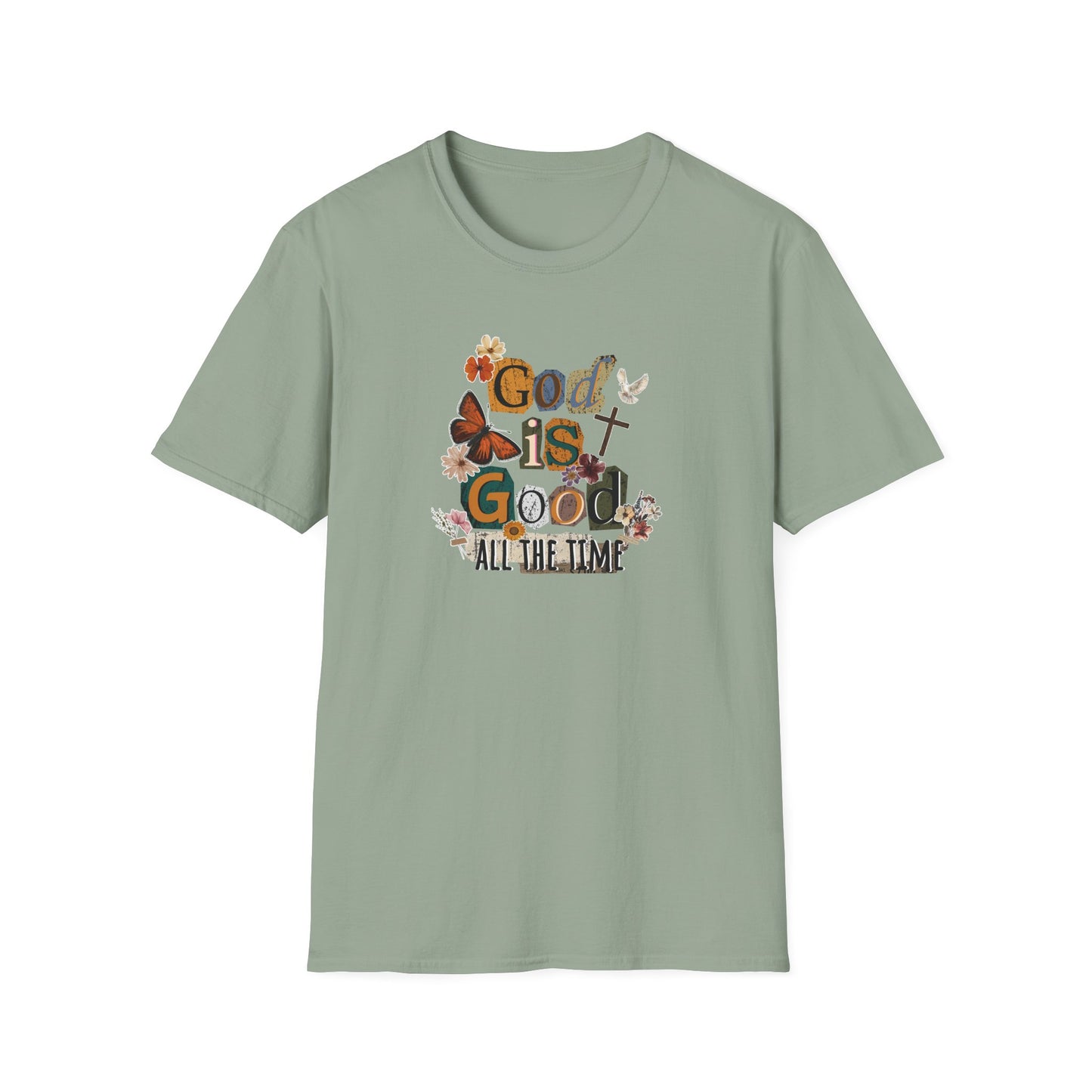 God Is Good All The Time T‑Shirt — Floral Christian Faith Graphic Tee